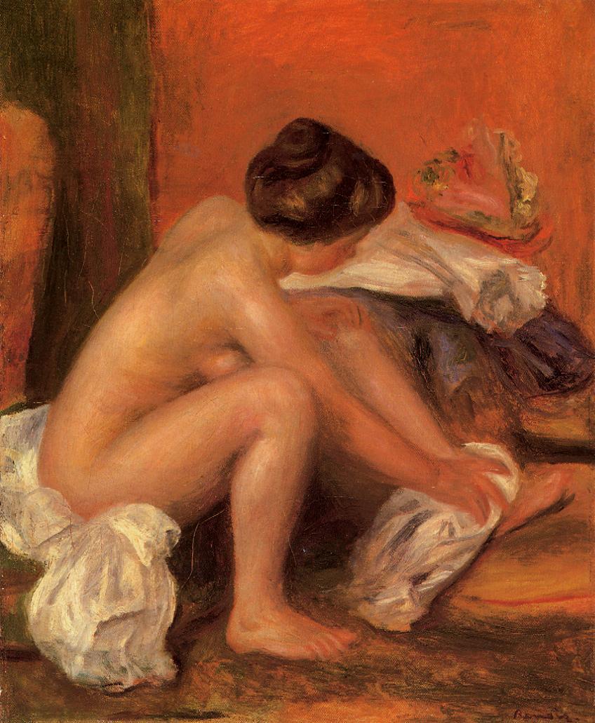 Bather Drying Her Feet - Pierre-Auguste Renoir painting on canvas